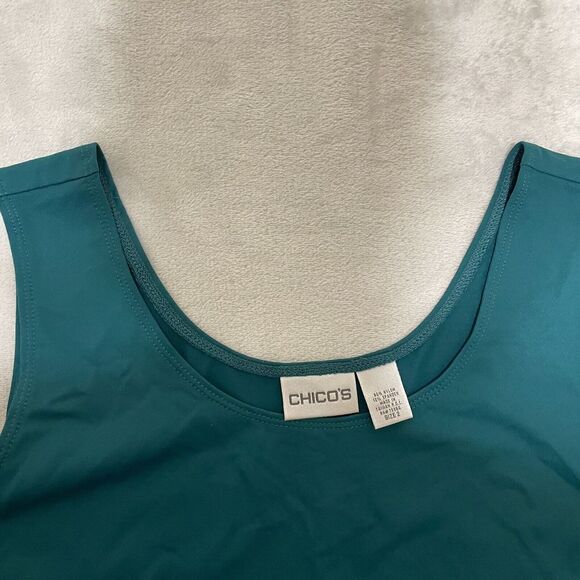 Chicos Tops Womens 2 Large Red Green Floral Silk Nylon Buttons Lot of 2 - Picture 11 of 13